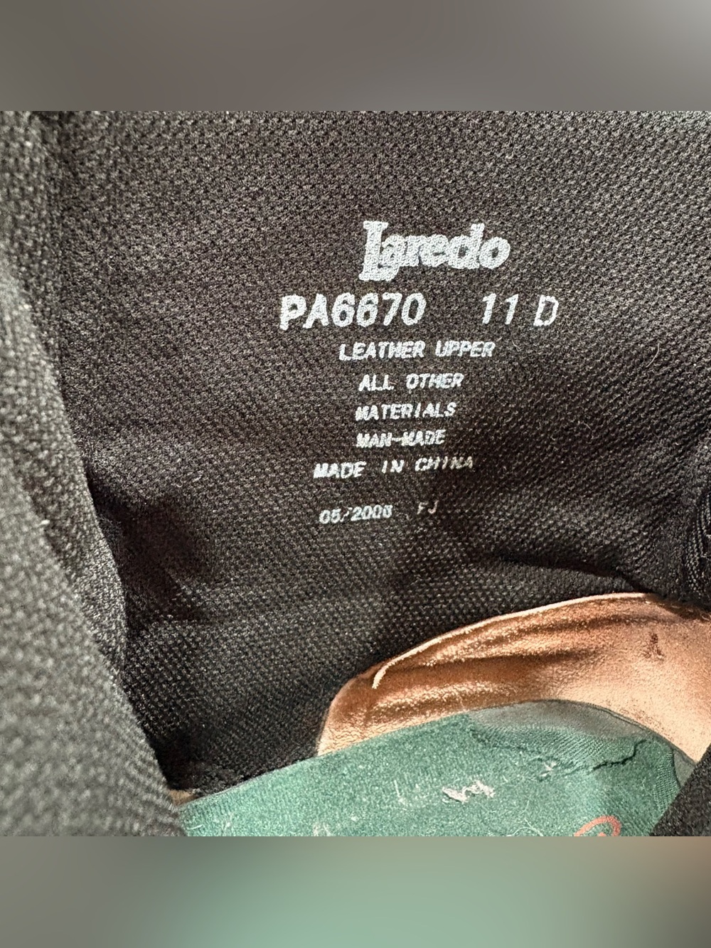 LAREDO MEN'S SIDE ZIPPER WESTERN BOOTS - ROUND TOE Black Men’s Sz 11D - Picture 5 of 10